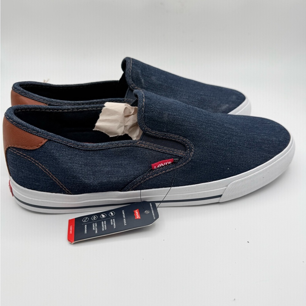 Levi's Men's Slip-On Loafers - Denim Blue and Brown